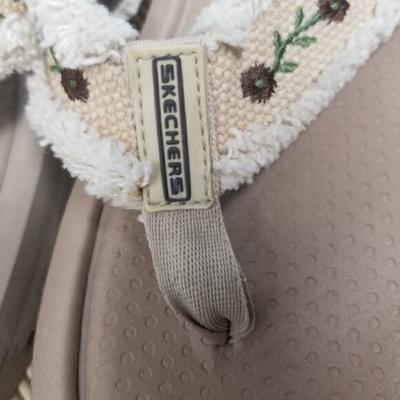Skechers Tan Embroidered Sandals. - Picture 10 of 14